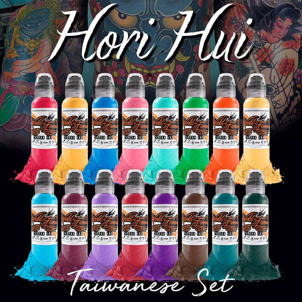 Ensemble World Famous Tattoo Ink, World Famous Tattoo Ink, Featured, Ink -  Tattoo Pigments HORI HUI TAIWANESE INK SET- WORLD FAMOUS •